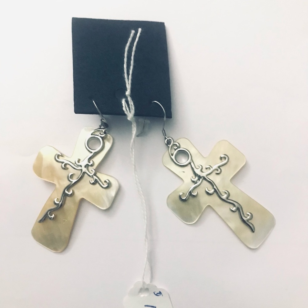 Silver Twine Cross Earrings